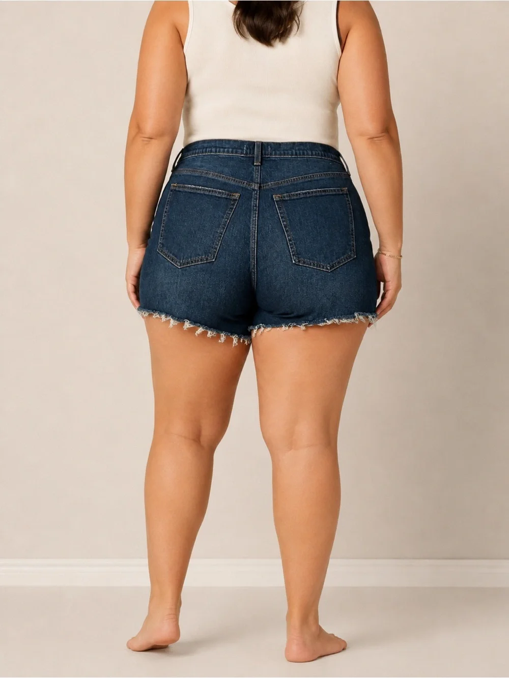 Abercrombie & Fitch The Cutoff High Rise Denim Shorts 34/18 Frayed Hem